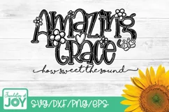 Amazing Grace svg, Hymn Svg, Christian svg, Flowers svg Product Image 1