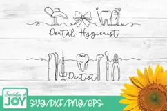 Dental Hygienist svg, Dentist png, Continuous line art Product Image 1