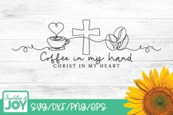 Coffee in my hand Christ in my heart svg, Single Line Art Product Image 1