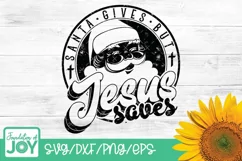 Santa gives but Jesus saves, Vintage Religious Christmas png Product Image 2