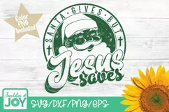 Santa gives but Jesus saves, Vintage Religious Christmas png Product Image 3
