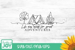Camping Adventures svg, continuous line art, campfire png Product Image 1