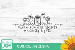 Summer and Firefly lights svg, continuous line png Product Image 1