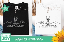 Life is better with a doberman svg, png, continuous line art Product Image 2