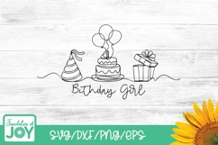 Birthday Girl T-Shirt png, continuous line art svg Product Image 1