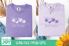 Just Breathe PNG, Dandelion design, Continuous line art Product Image 3