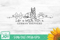 Life is better with a German Shephard svg, continuous line Product Image 1