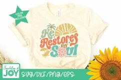 He restores my soul, Groovy Summer Bible Verse svg Product Image 2