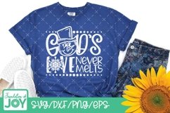 God&#039;s Love Never Melts svg, Winter svg, Snowman svg Product Image 2