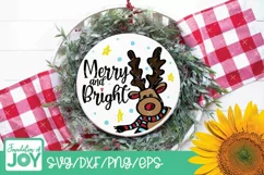 Merry and Bright svg, Christmas Door sign svg, Rudolph svg Product Image 2