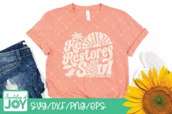 He restores my soul, Groovy Summer Bible Verse svg Product Image 3