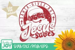 Santa gives but Jesus saves, Vintage Religious Christmas png Product Image 4
