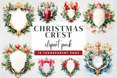 Watercolor Christmas Crest Clipart Bundle Product Image 1