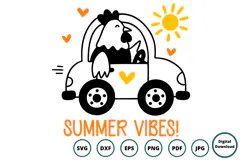 Summer Vibes SVG | Chicken in Car Cut File | Funny Farm SVG Product Image 2