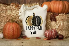 Happy Fall Y'all PNG | Black and Gold Pumpkin Sublimation Product Image 4