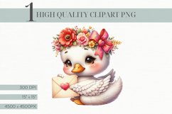 Cute Swan Clipart with Love Letter Valentine Clipart Product Image 1