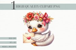 Cute Swan Clipart with Love Letter Valentine Clipart Product Image 1