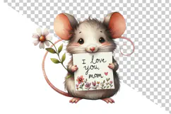 I Love You Mom Mothers Day Mouse Watercolor Clipart Product Image 3