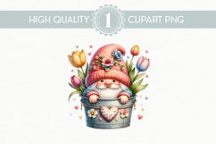 Gnome Spring Clipart PNG, High Quality Cute Floral Gnome Product Image 1