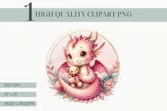 Adorable Dragon Clipart, Cute Fantasy Creature PNG Product Image 1