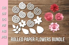 10 Rolled Paper Flowers Svg, 3D Paper Flowers Papercut Product Image 1