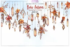 Autumn Boho hanging crystals- 4 mystical png illustration Product Image 1