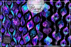 Purple Stained glass digital paper - 4 x seamless patterns Product Image 1