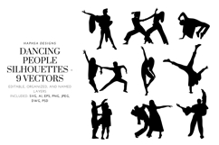 Dancing People Silhouettes - 9 Vectors Product Image 1
