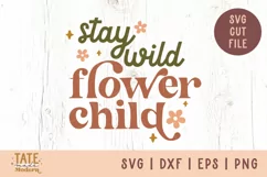 Stay wild flower child SVG cut file - boho girl dreamer png Product Image 1