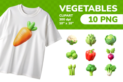 Vegetable PNG Clipart Set 10 Items for Sublimation &amp; Print Product Image 1