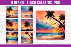 Summer Watercolor Square Coaster Sublimation Designs Product Image 1