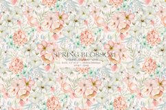Spring Blossom Watercolor Peachy and Mint Flower Clipart Product Image 9