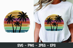 Vintage sunset palm tree SVG t-shirt design Product Image 1