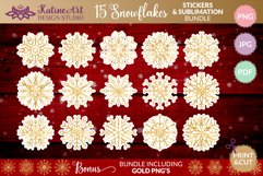 Snowflakes Sticker Bundle 15 Gold Christmas Winter Printable Product Image 1
