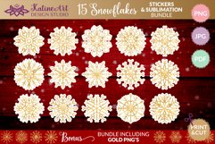 Snowflakes Sticker Bundle 15 Gold Christmas Winter Printable Product Image 1