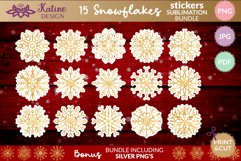Snowflakes Sticker Bundle 15 Gold Christmas Winter Printable Product Image 3