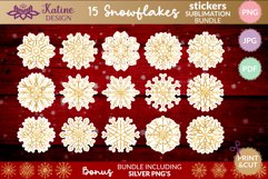 Snowflakes Sticker Bundle 15 Gold Christmas Winter Printable Product Image 3