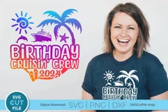 Infuse Birthday Cruise charm into your wardrobe using this Cricut and Silhouette compatible SVG. Craft custom shirts and totes effortlessly.