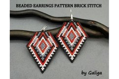 Black and Red Diamond Beaded earrings pattern Brick stitch Product Image 1
