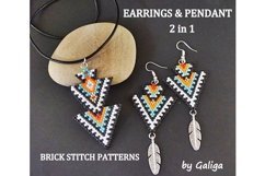 Beaded earrings and pendant patterns Brick stitch beading Product Image 1