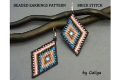 Beaded earrings pattern Brick stitch Pink blue design Product Image 1