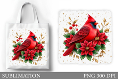 Christmas Cardinal Tote Bag. Christmas Tote Bag Design Product Image 1