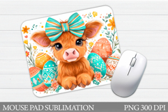 Easter Cow Mouse Pad Design. Easter Mouse Pad Sublimation Product Image 1