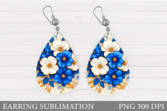 Flowers Teardrop Earring. Wildflowers Earring Sublimation Product Image 1