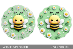 Bee Wind Spinner Sublimation. Flowers Wind Spinner Design Product Image 1