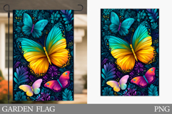 Butterfly Garden Flag Design. Flowers Garden Flag Product Image 1