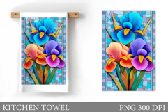 Irises Kitchen Towel. Flowers Kitchen Towel Design Product Image 1