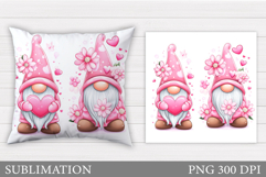 Valentines Gnome Pillow Design. Valentine Pillow Sublimation Product Image 1