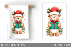 Christmas Bear Kitchen Towel. Christmas Kitchen Towel Design Product Image 1
