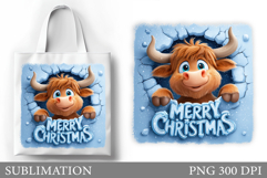 Christmas Cow Tote Bag. Christmas Tote Bag Sublimation Product Image 1